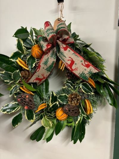 Natural Christmas Door Wreath - Beautiful fresh Christmas door wreath perfect for the season. Standard price option in the photo - if you have any colours in mind please contact us